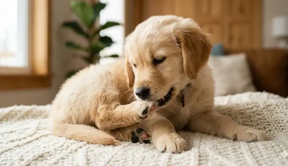 puppy keep biting their paws