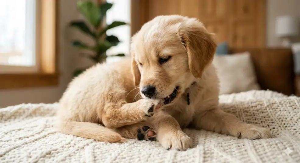 puppy keep biting their paws