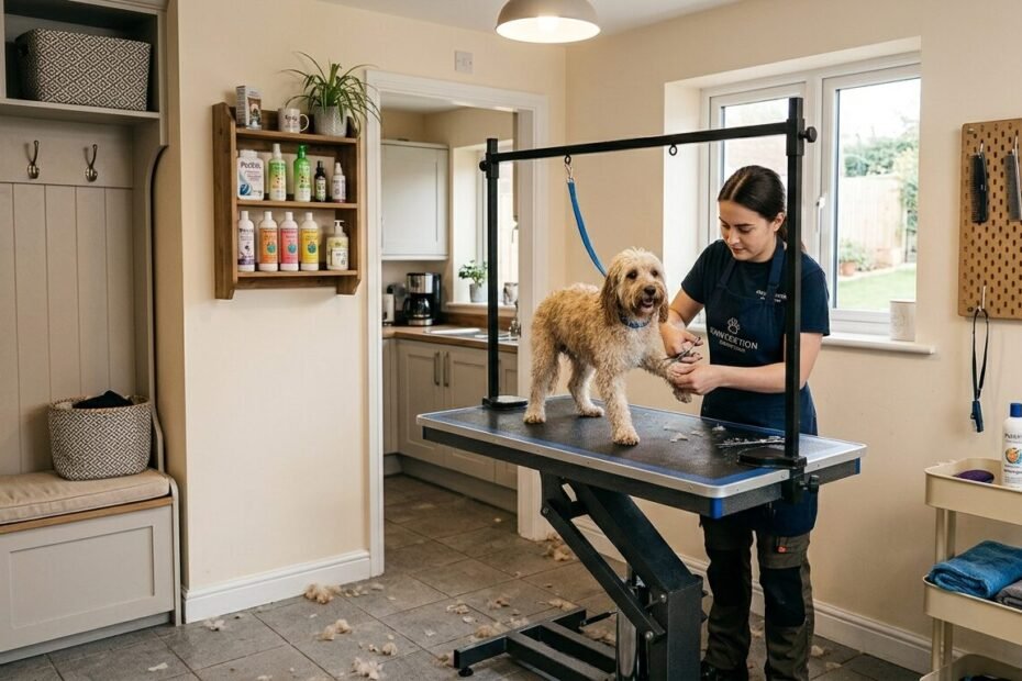 Dog grooming set up