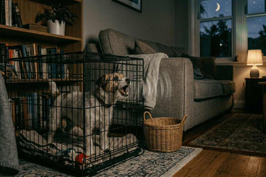 dog barking at night in the crate