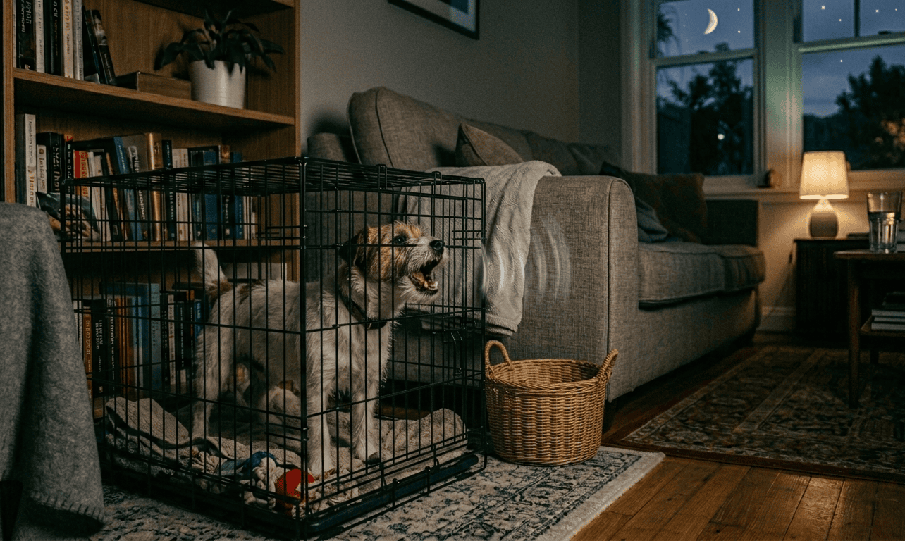 dog barking at night in the crate